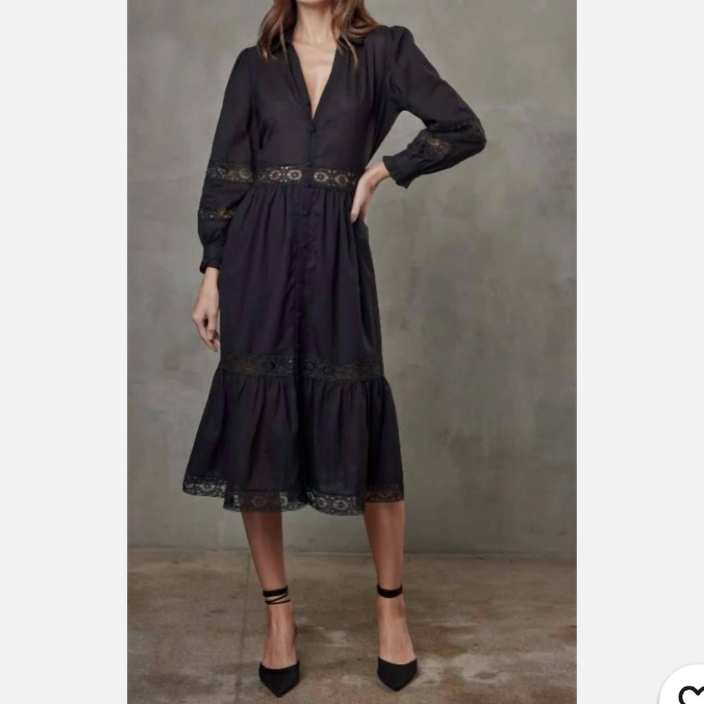 Elegant Black Lace Midi Dress